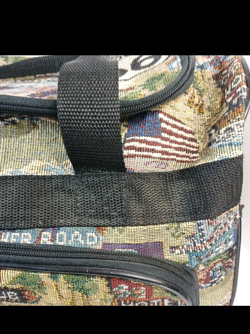 Vtg Route 66 Tapestry Duffle Bag - Multi